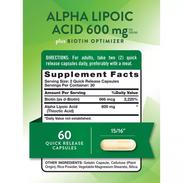 Nature's Truth Alpha Lipoic Acid 600mg | 60 Capsules