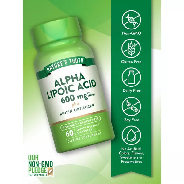Nature's Truth Alpha Lipoic Acid 600mg | 60 Capsules