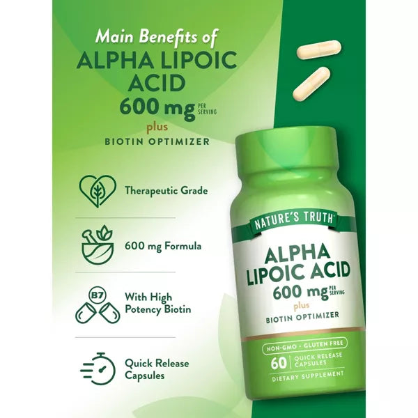 Nature's Truth Alpha Lipoic Acid 600mg | 60 Capsules