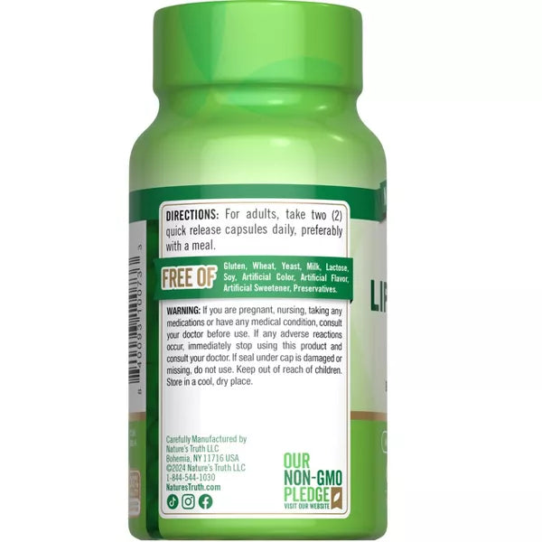 Nature's Truth Alpha Lipoic Acid 600mg | 60 Capsules