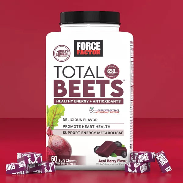 Force Factor Total Beets Dietary Supplements Soft Chews - Acai Berry - 60ct