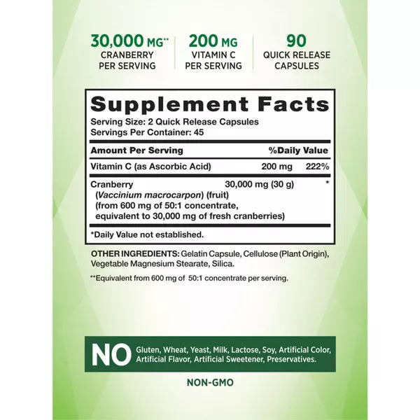 Nature's Truth Cranberry 30,000 mg + Vitamin C | 90 Capsules