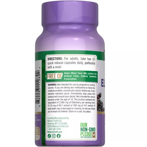 Nature's Truth Sambucus Black Elderberry | 100 Capsules