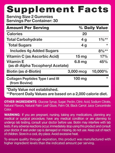 Nature's Truth Dazzling Hair, Skin, Nails + Collagen Gummies - 60 counts