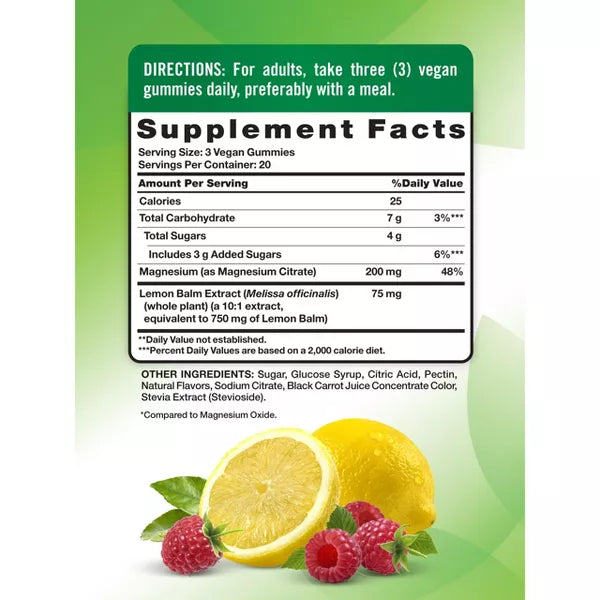 Nature's Truth Magnesium Gummies | 200mg | 60 Count | Lemon Raspberry Flavor
