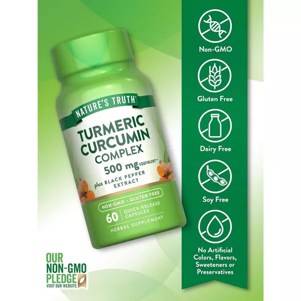 Nature's Truth Turmeric Curcumin with Black Pepper Extract | 500mg | 60 Capsules