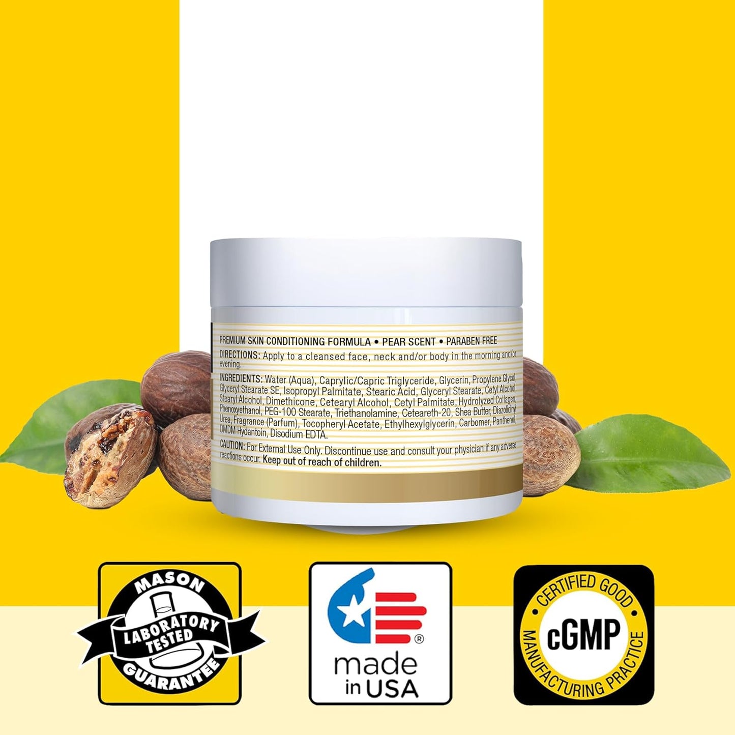 MASON NATURAL Collagen Premium Skin Cream, Women’s Anti-Aging Face & Body Daily Moisturizer for Hydration & Firmness, Pear Scent, 2 oz