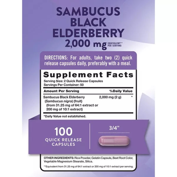 Nature's Truth Sambucus Black Elderberry | 100 Capsules