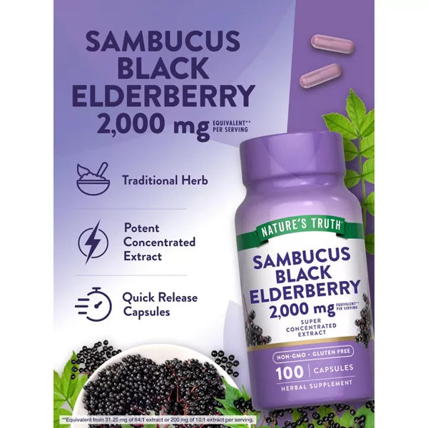 Nature's Truth Sambucus Black Elderberry | 100 Capsules