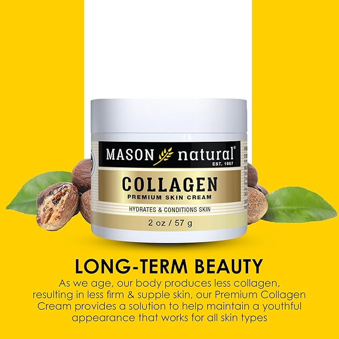 MASON NATURAL Collagen Premium Skin Cream, Women’s Anti-Aging Face & Body Daily Moisturizer for Hydration & Firmness, Pear Scent, 2 oz